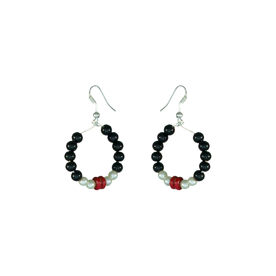 Black Circular Drop Earrings