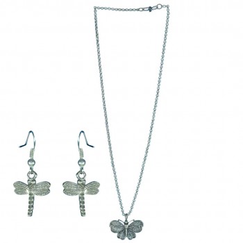 Scintillating Butterfly Pendant Chain With Matching Earrings