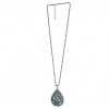Luxurious Exotic Pear Shaped Silver Metallic With Stone Encrusting Pendant With Modern Styled Chain