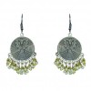 Round Metal Earrings With Hanging Clustered Beads