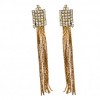 Fashionable Stone Studded Rose Gold Tassel Earrings