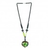 Ravishing Soft Green Flower Encased In A Dazzling Heart Glass Pendant Necklace